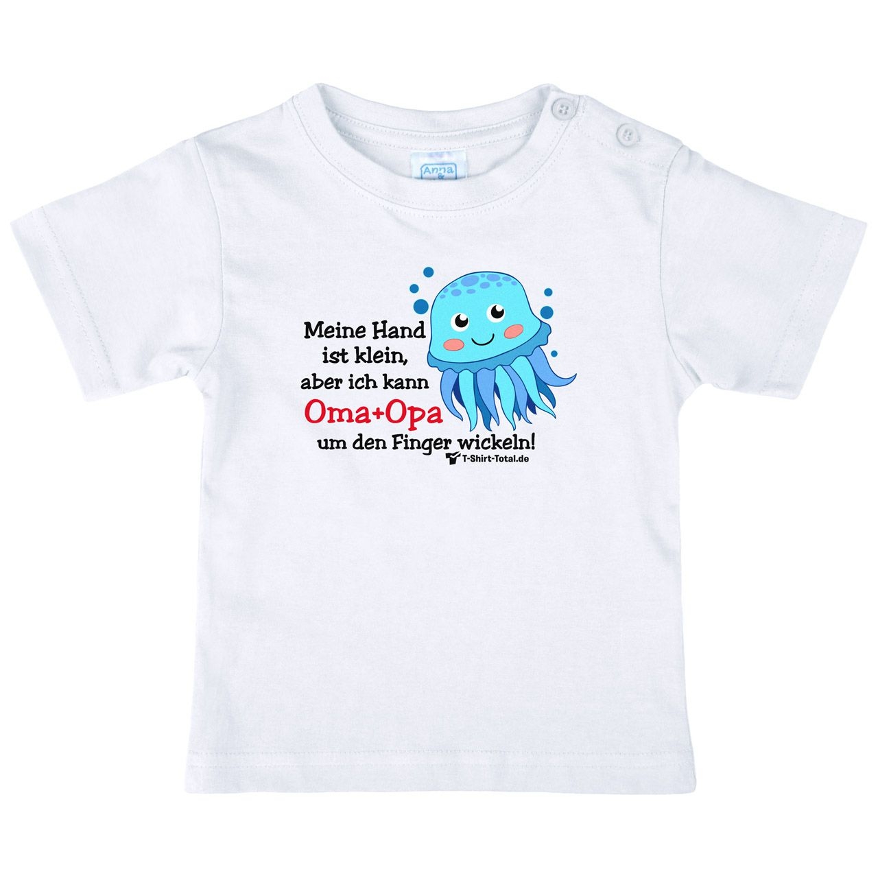Kleine Hand Oma Opa Octopus Kinder T-Shirt weiß 68 / 74