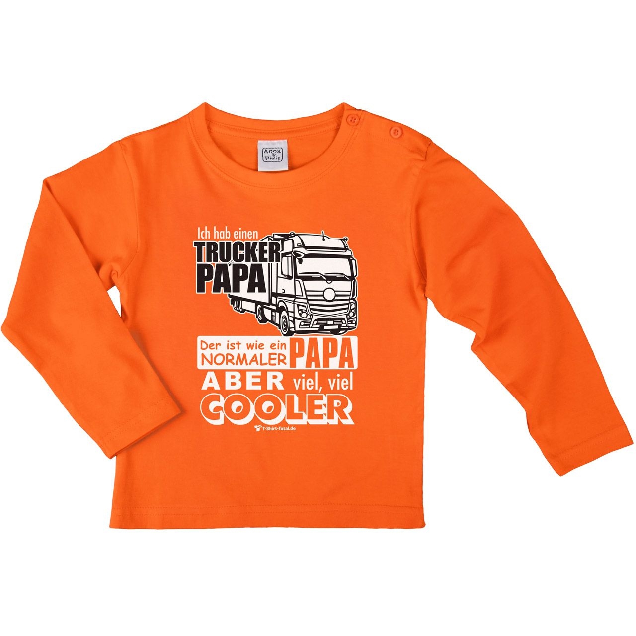 Trucker Papa Kinder Langarm Shirt orange 134 / 140