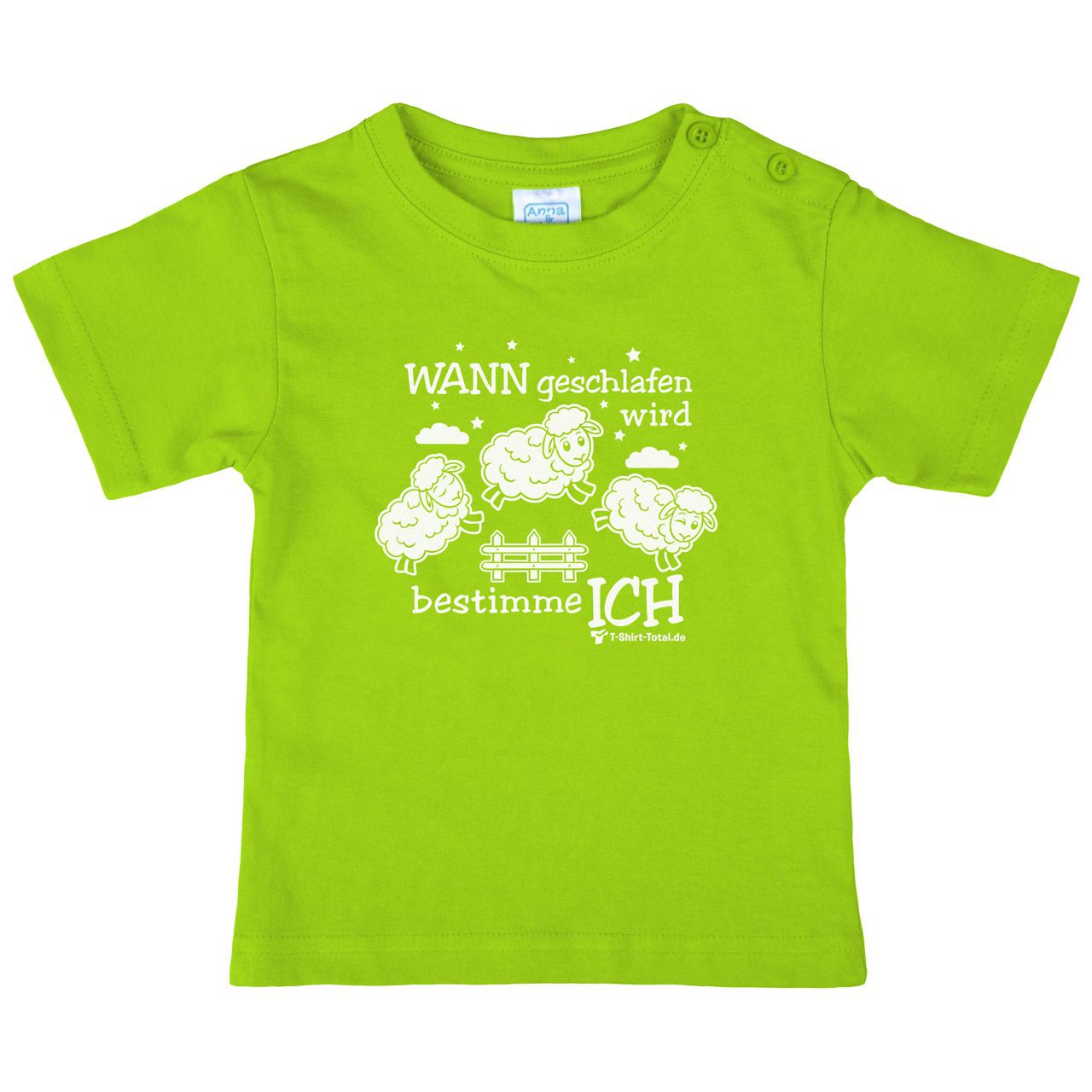 Wann geschlafen wird Kinder T-Shirt hellgrün 68 / 74