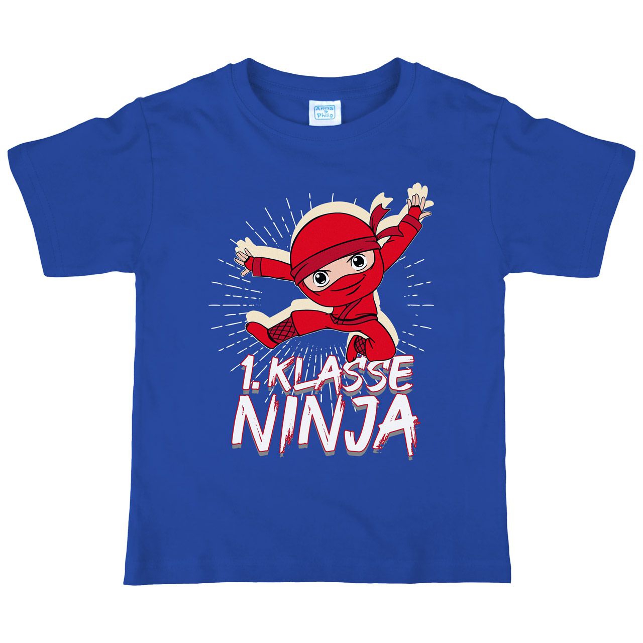 1. Klasse Ninja rot Kinder T-Shirt royal 122 / 128