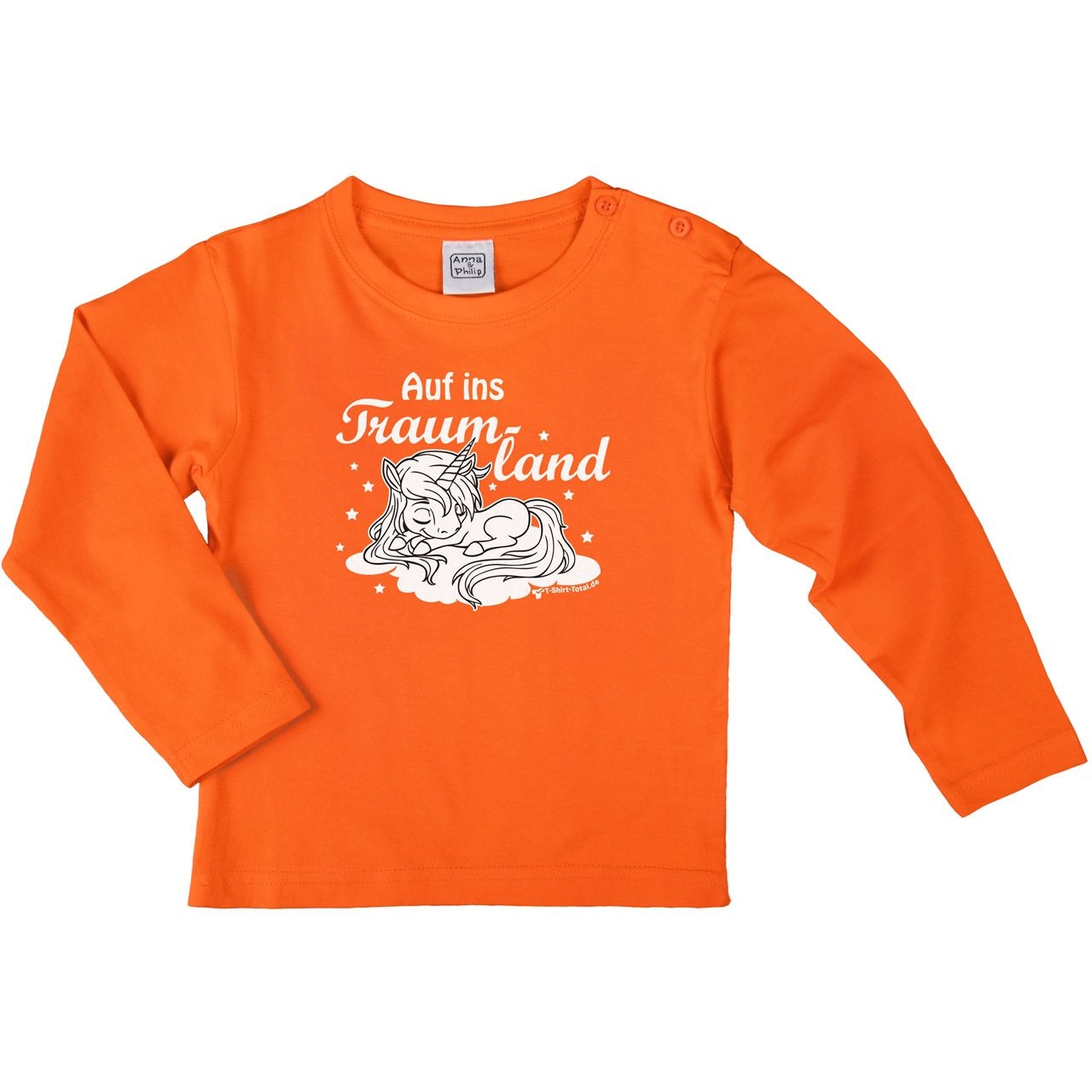 Einhorn Traumland Kinder Langarm Shirt orange 104
