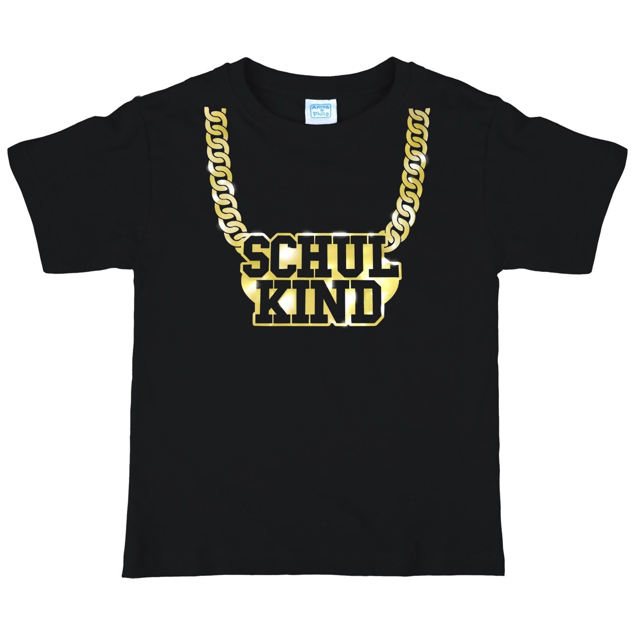 Schulkind Goldkette Kinder T-Shirt schwarz 110 / 116