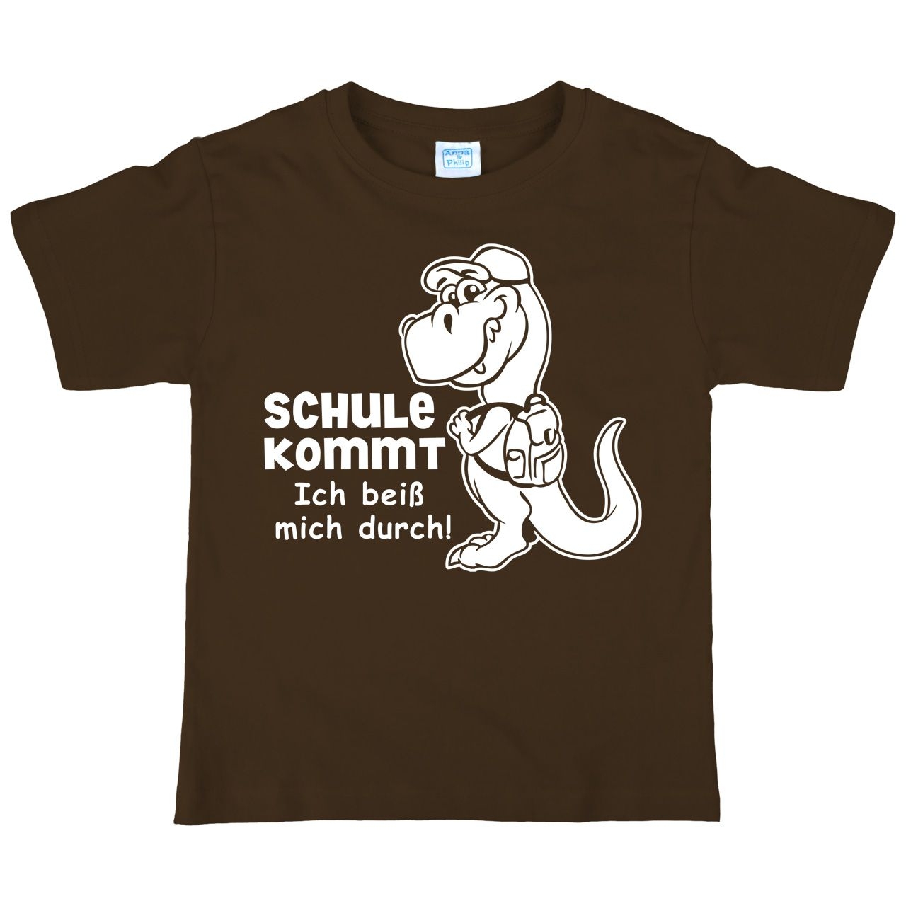Dino Schule Kommt Kinder T-Shirt braun 134 / 140