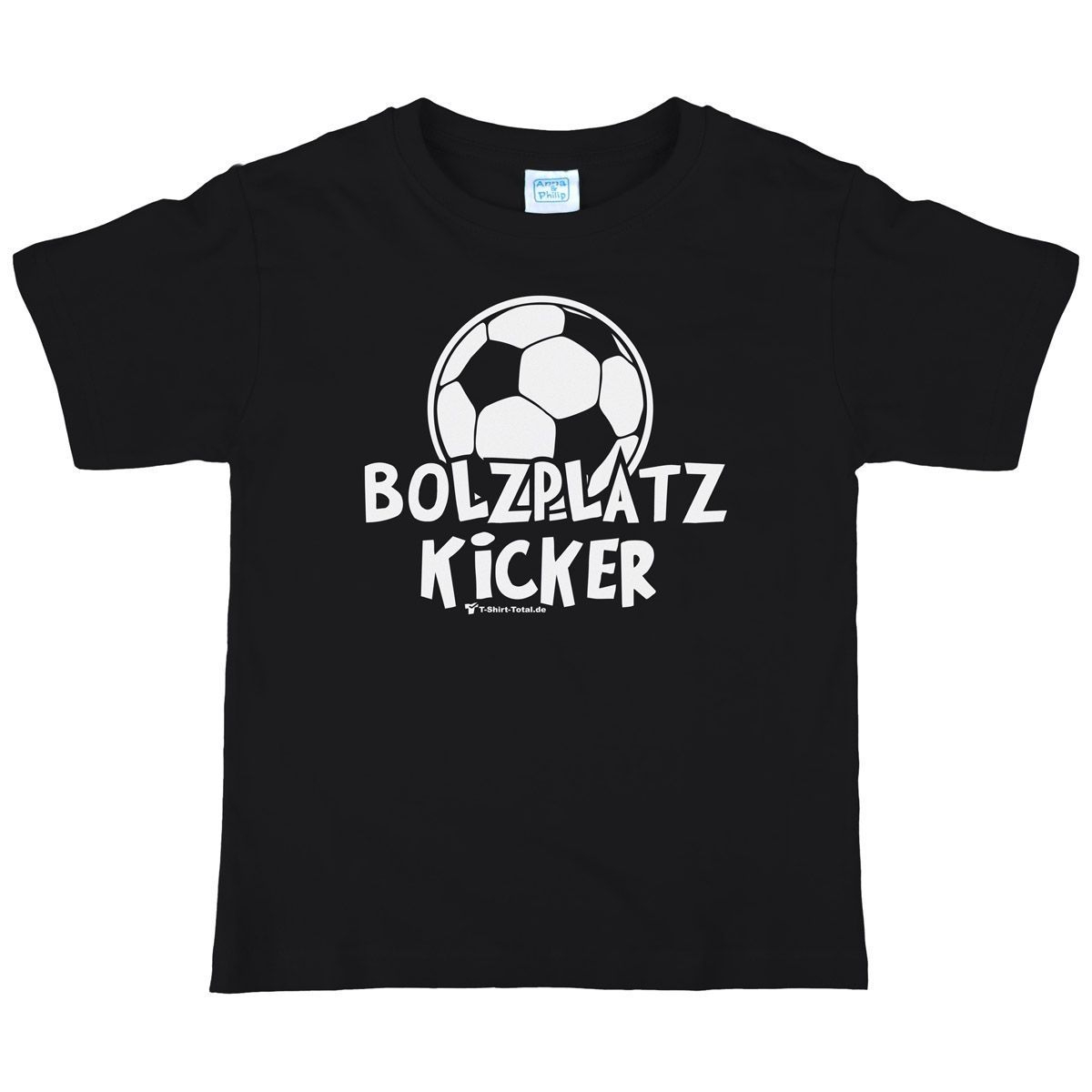 Bolzplatz Kicker Kinder T-Shirt schwarz 134 / 140