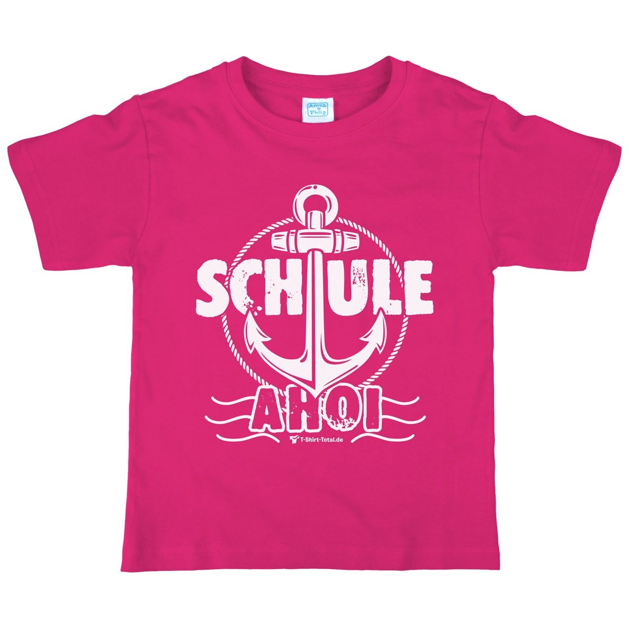 Schule Ahoi Kinder T-Shirt mit Namen pink 122 / 128