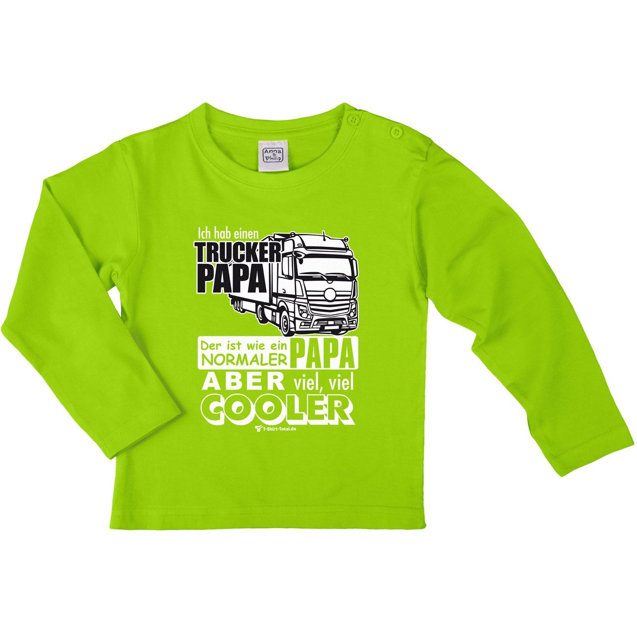 Trucker Papa Kinder Langarm Shirt hellgrün 134 / 140