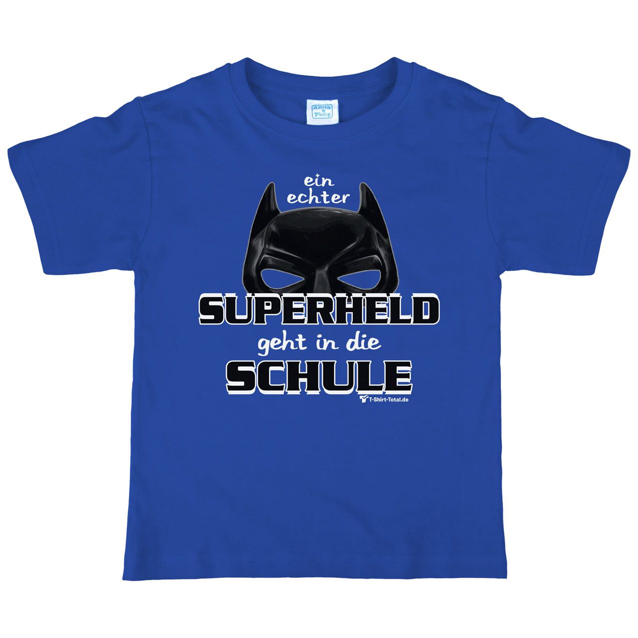 Superheld Schule Kinder T-Shirt royal 122 / 128