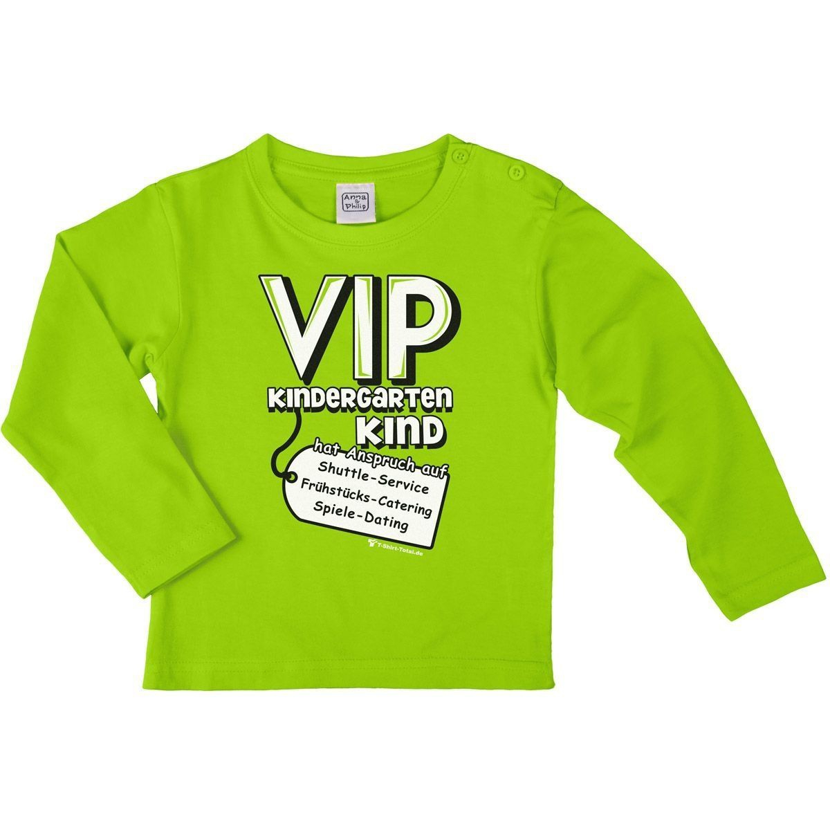 VIP Kindergartenkind Kinder Langarm Shirt hellgrün 104