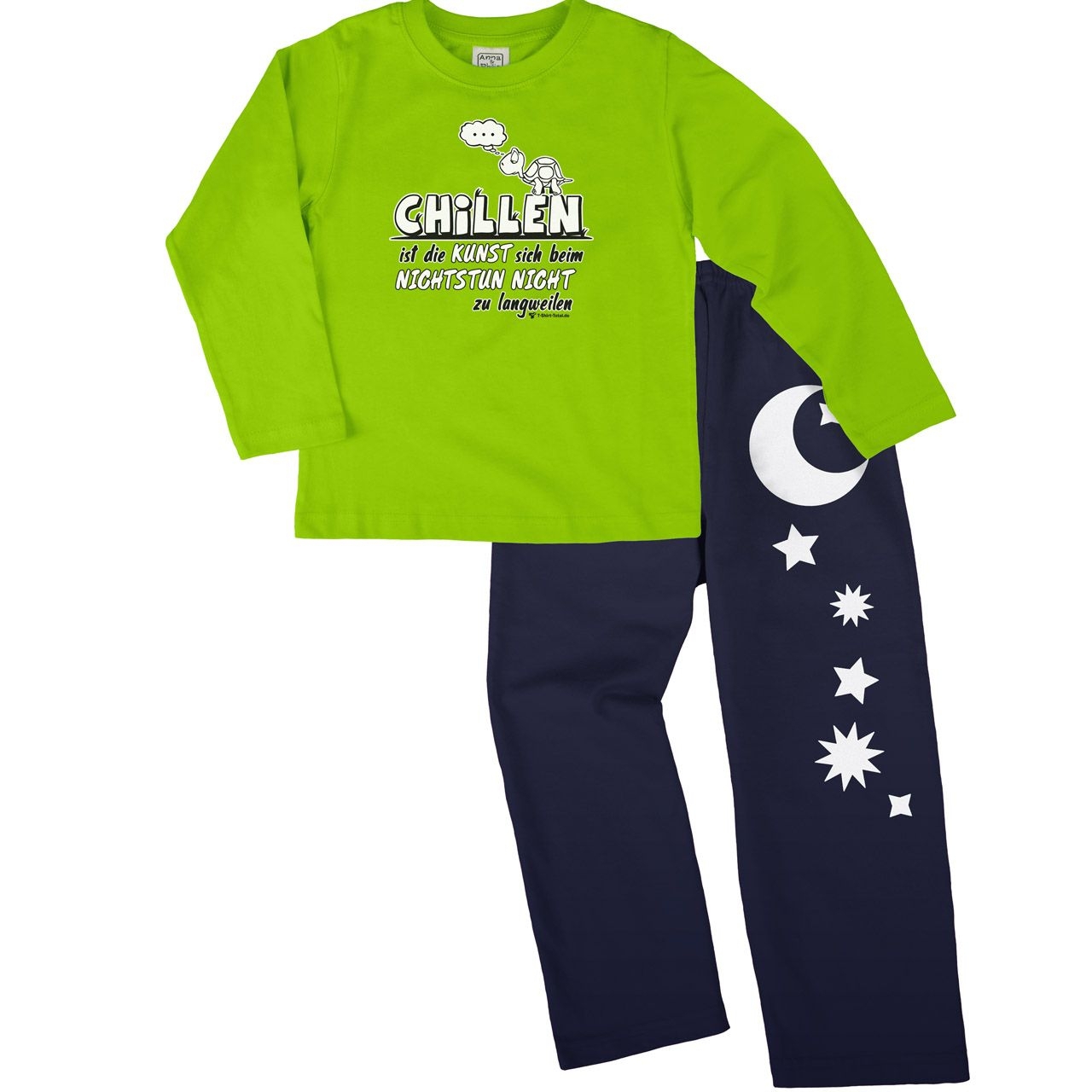 Chillen Pyjama Set hellgrün / navy 134 / 140