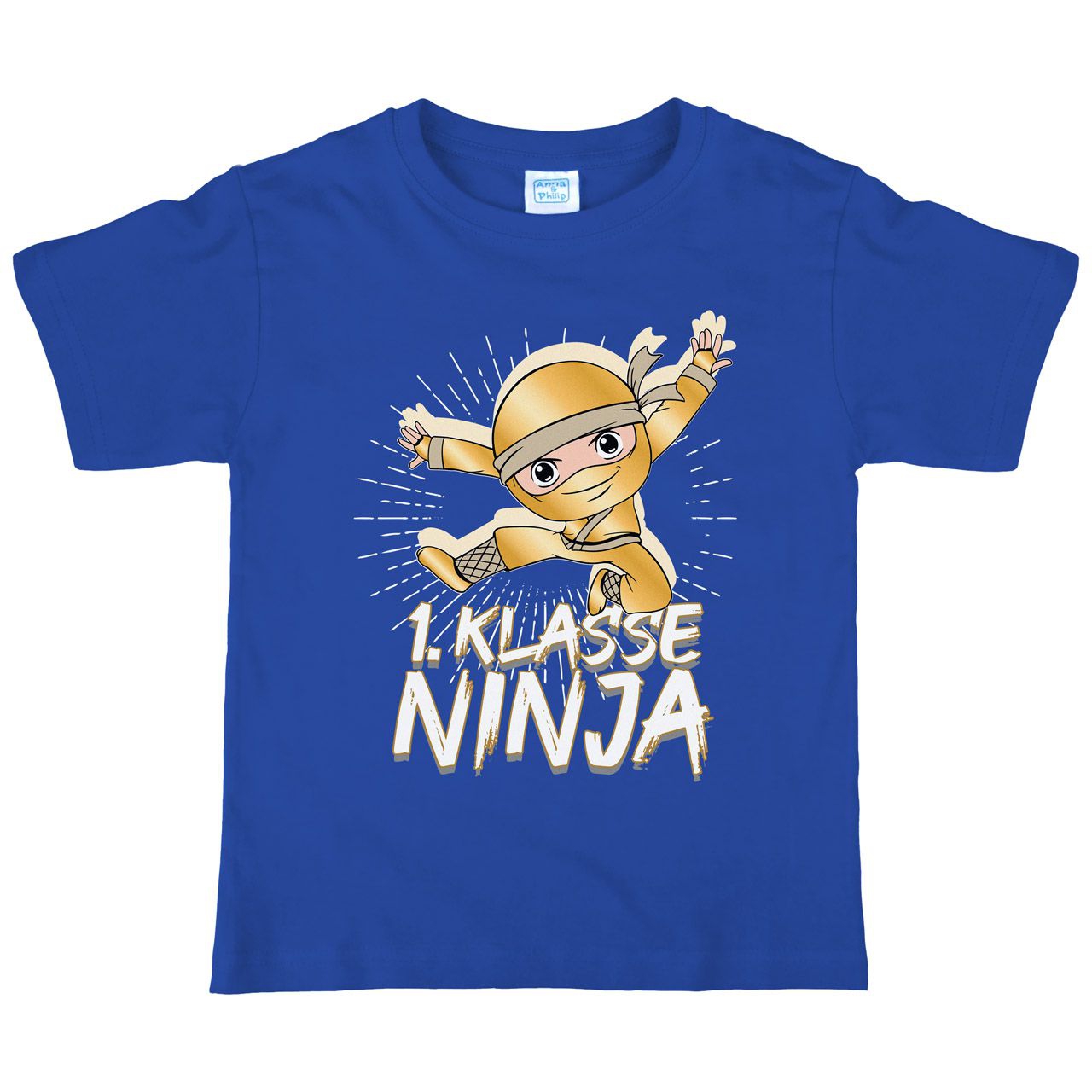 1. Klasse Ninja gold Kinder T-Shirt royal 122 / 128