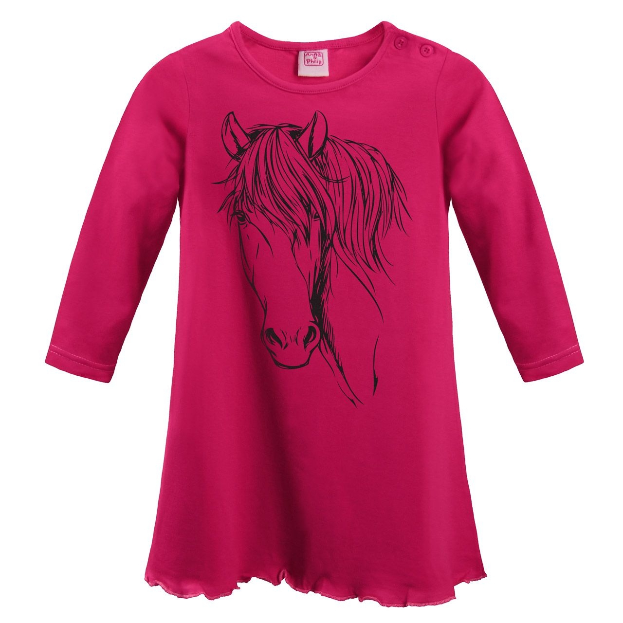 Pferdekopf Zeichnung Nachtkleid pink 110 / 116