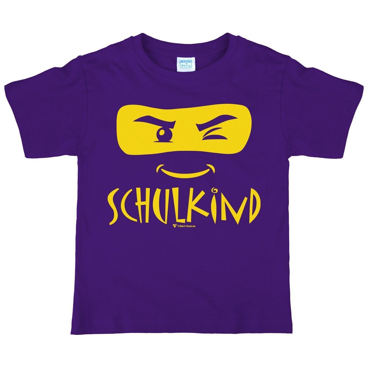 Schulkind Maske Kinder T-Shirt lila 122 / 128