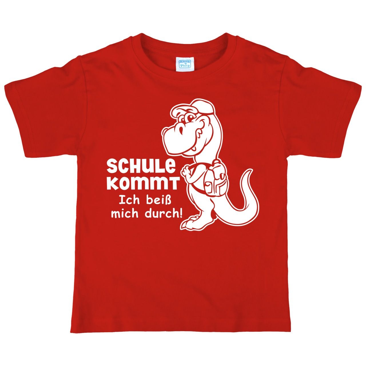Dino Schule Kommt Kinder T-Shirt rot 134 / 140