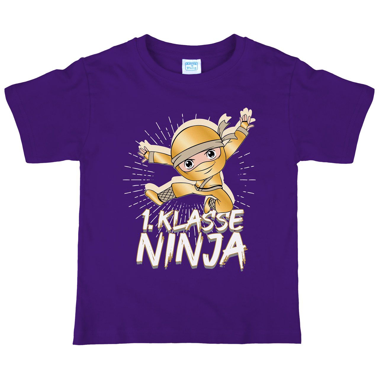 1. Klasse Ninja gold Kinder T-Shirt lila 122 / 128