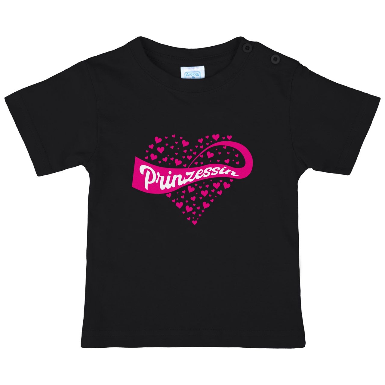 Prinzessin Herzen Kinder T-Shirt schwarz 68 / 74