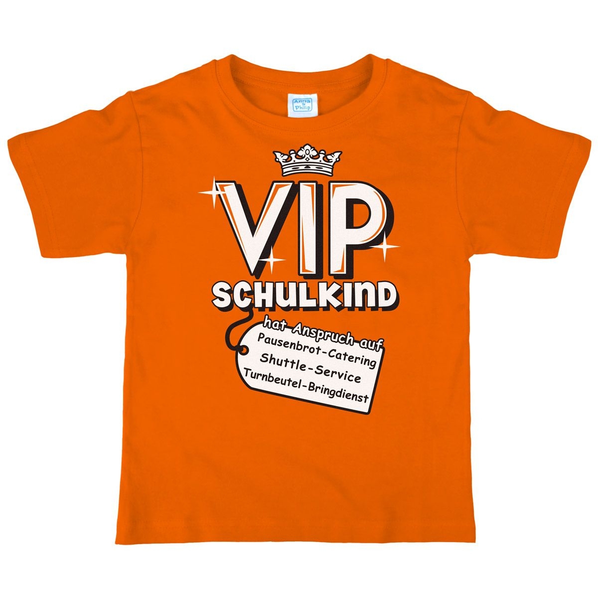VIP Schulkind Kinder T-Shirt mit  Namen orange 122 / 128