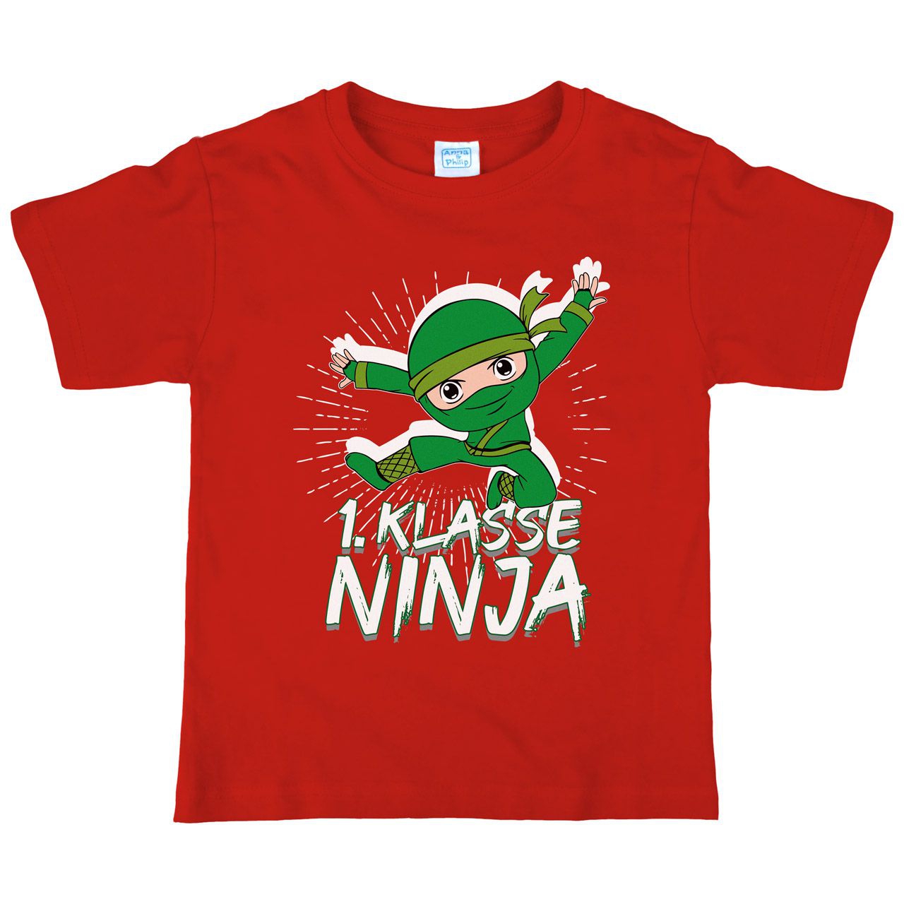 1. Klasse Ninja grün Kinder T-Shirt rot 122 / 128