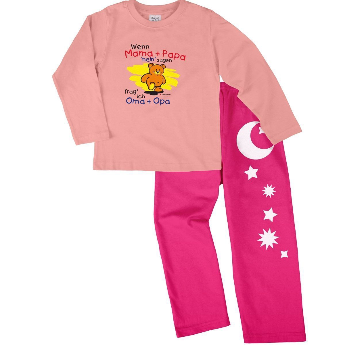 Wenn Mama und Papa nein sagen Pyjama Set rosa / pink 134 / 140