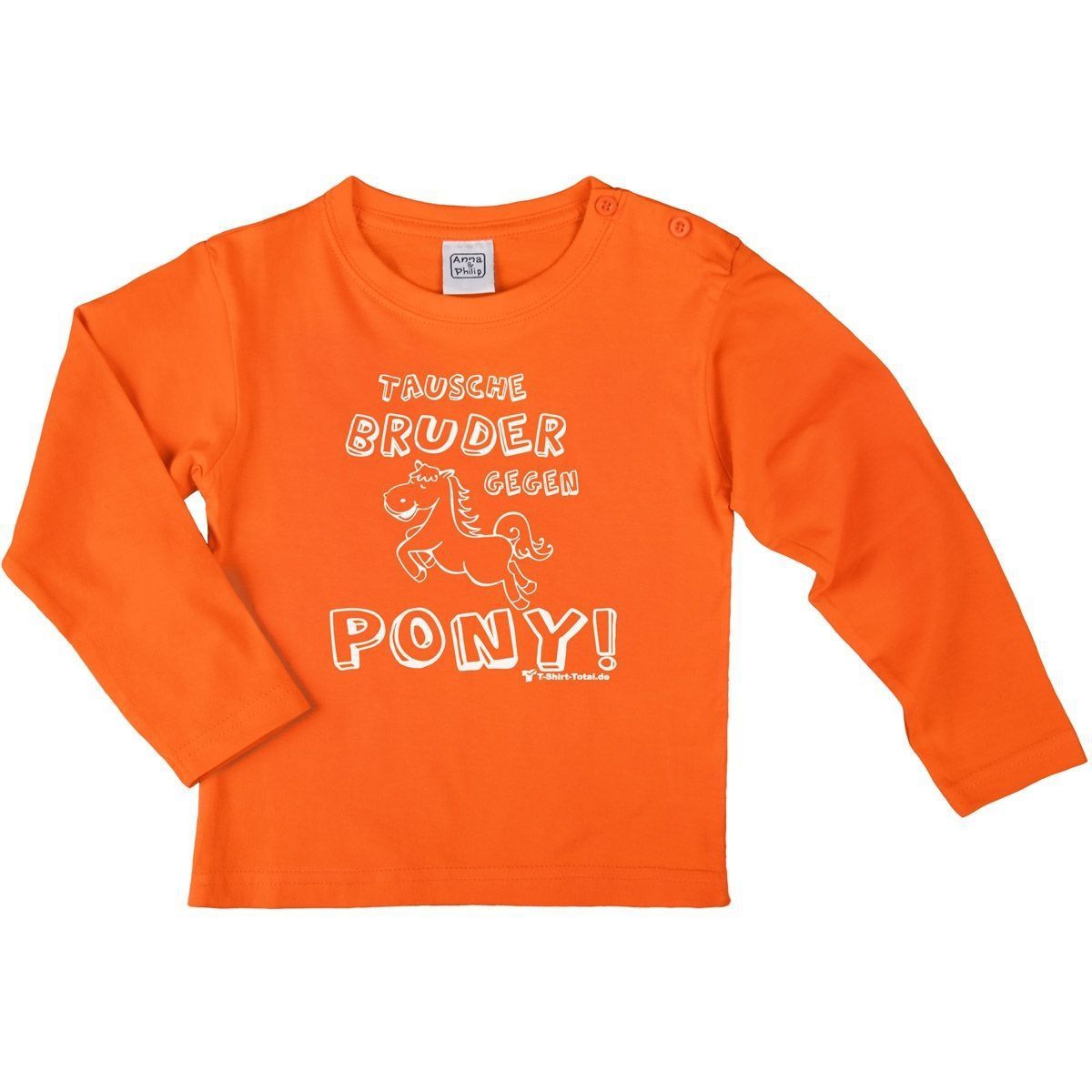 Tausche Bruder gegen Pony Kinder Langarm Shirt orange 98