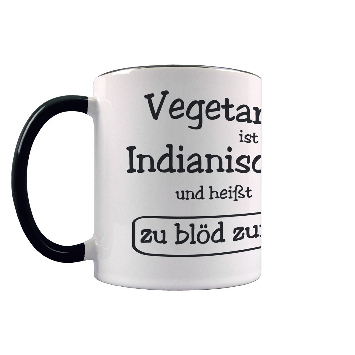 Vegetarisch Tasse schwarz / weiß