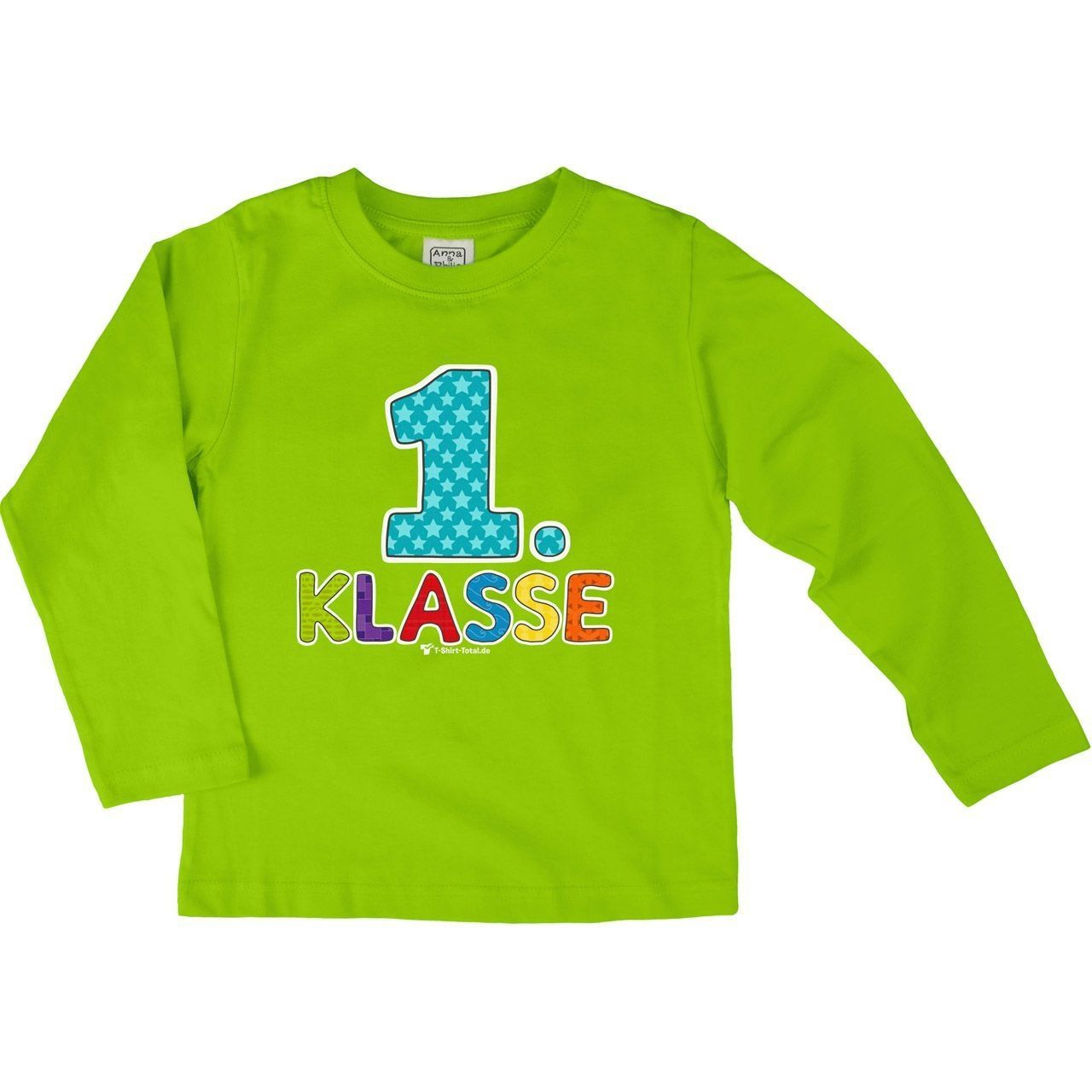 Erste Klasse Kinder Langarm Shirt hellgrün 110 / 116