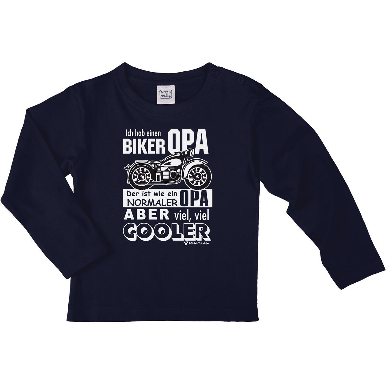 Biker Opa Kinder Langarm Shirt navy 56 / 62