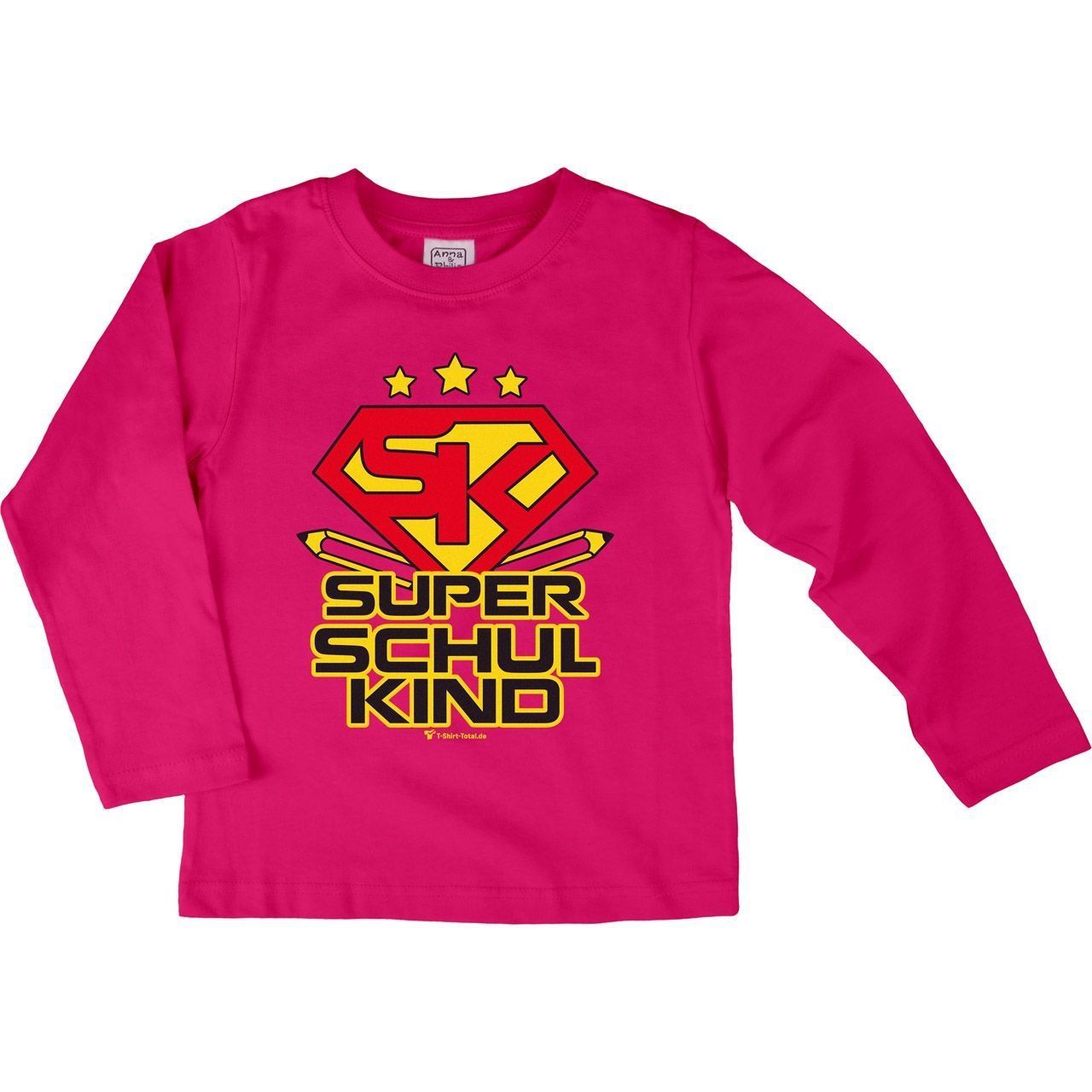 Super Schulkind Kinder Langarm Shirt pink 134 / 140