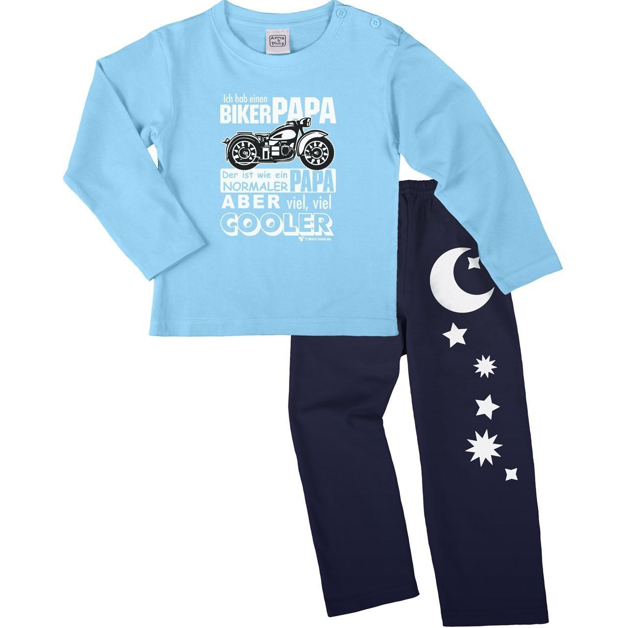 Biker Papa Pyjama Set hellblau / navy 110 / 116