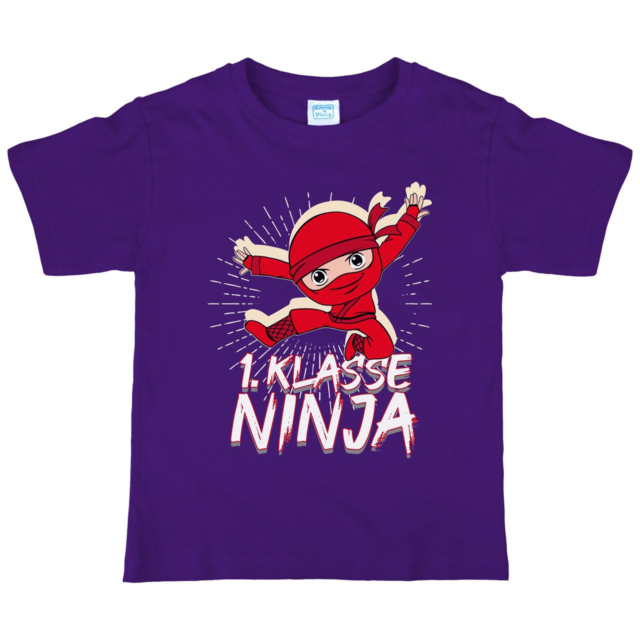 1. Klasse Ninja rot Kinder T-Shirt lila 122 / 128