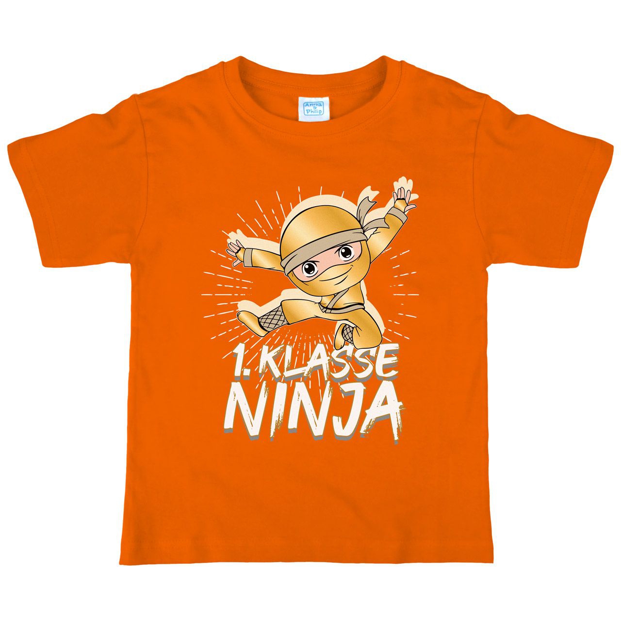 1. Klasse Ninja gold Kinder T-Shirt orange 122 / 128