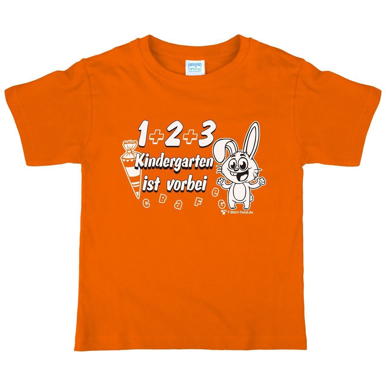 1 2 3 Kindergarten vorbei Kinder T-Shirt orange 122 / 128