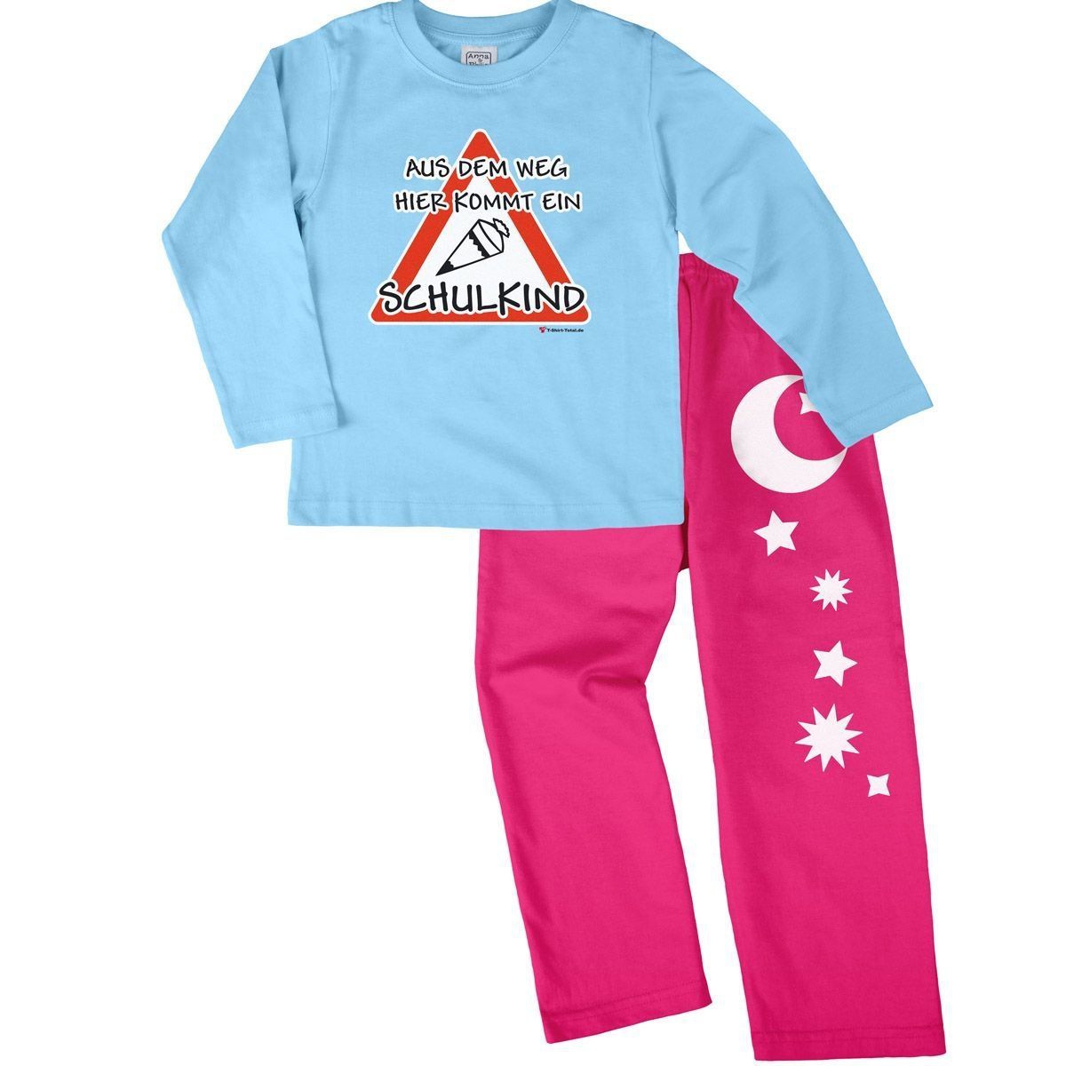Kommt ein Schulkind Pyjama Set hellblau / pink 122 / 128