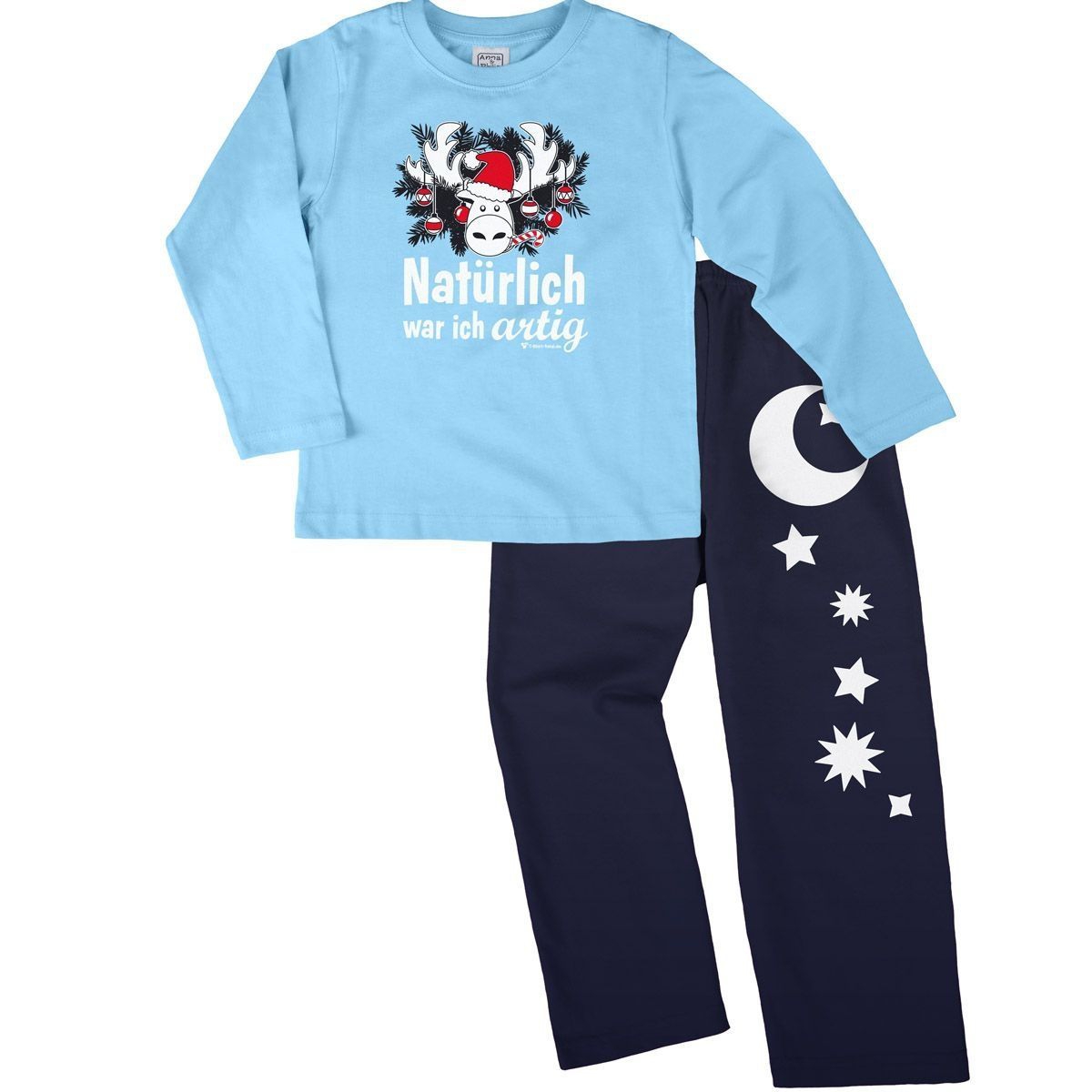 Natürlich artig Pyjama Set hellblau / navy 110 / 116