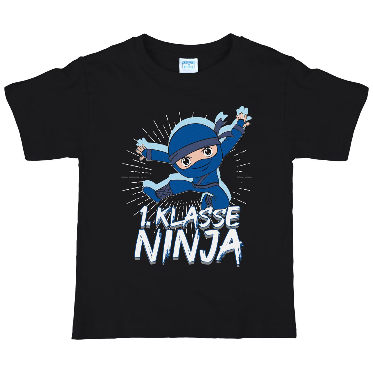 1. Klasse Ninja blau Kinder T-Shirt schwarz 122 / 128