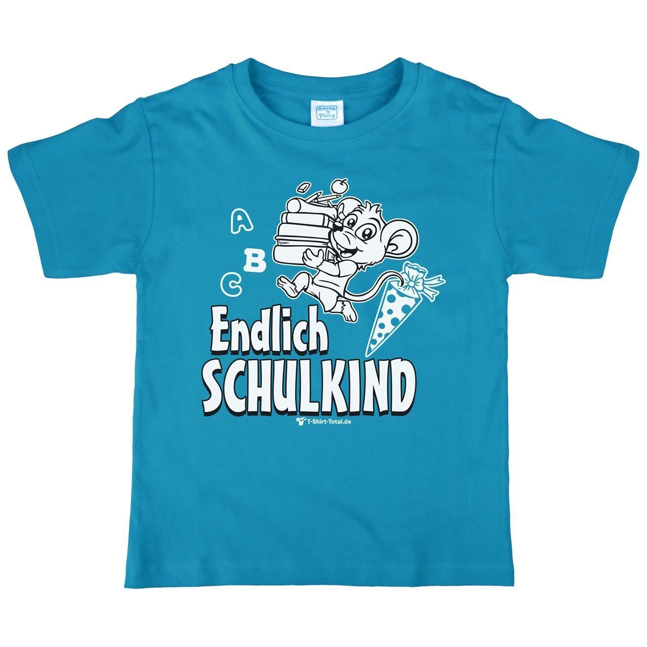 Endlich Schulkind Kinder T-Shirt türkis 122 / 128