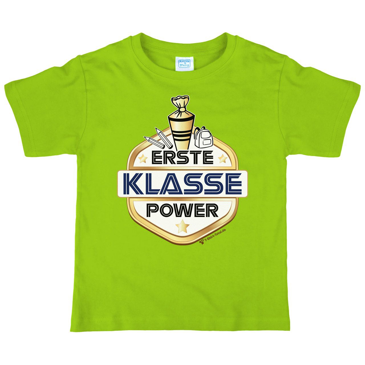 Erste Klasse Power Kinder T-Shirt hellgrün 122 / 128