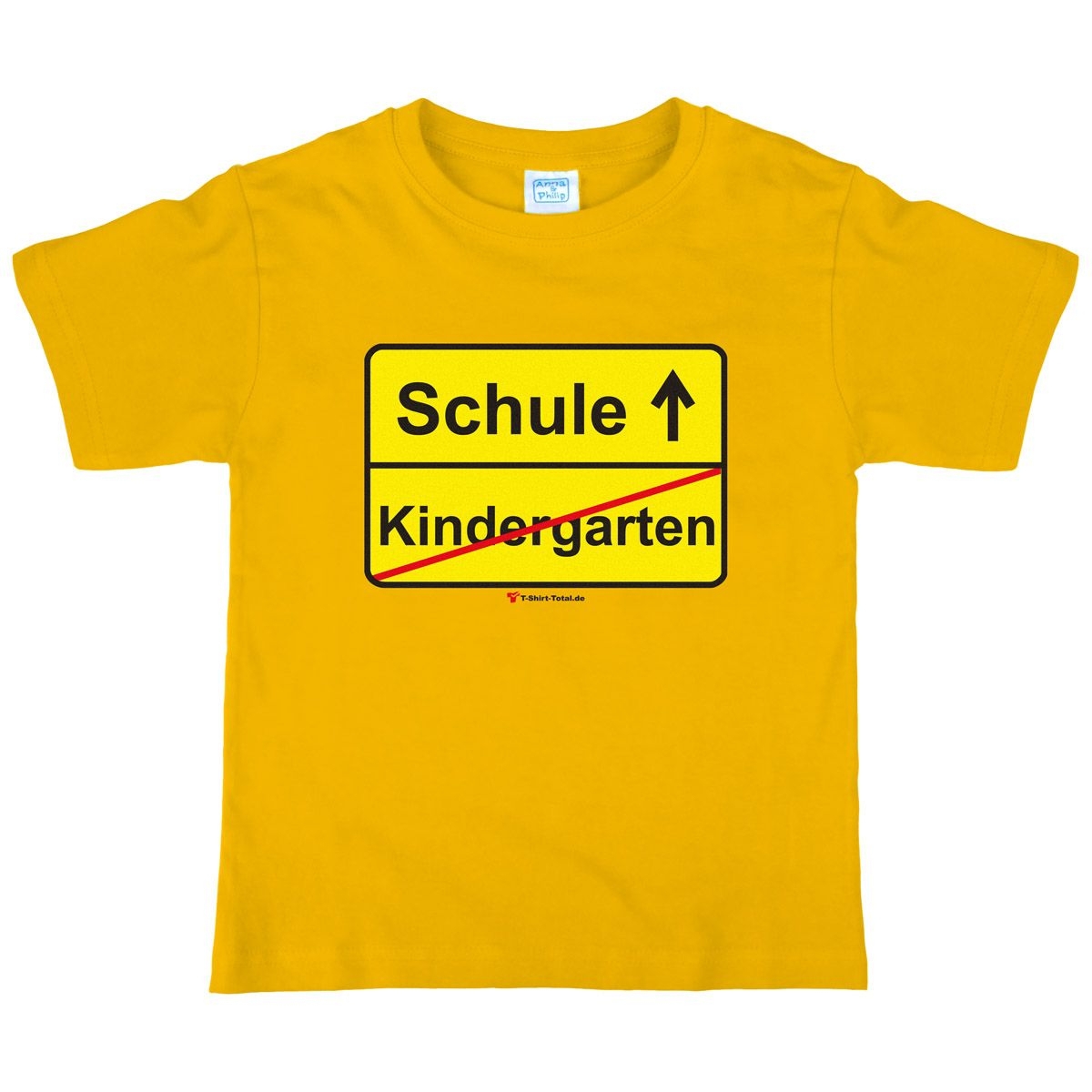 Kindergarten Schule Kinder T-Shirt mit Namen gelb 122 / 128