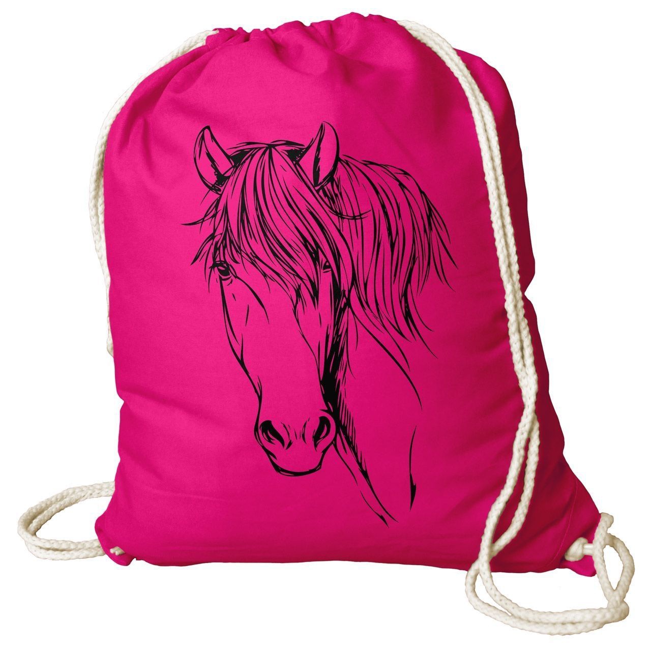 Pferdekopf Zeichnung Rucksack Beutel pink