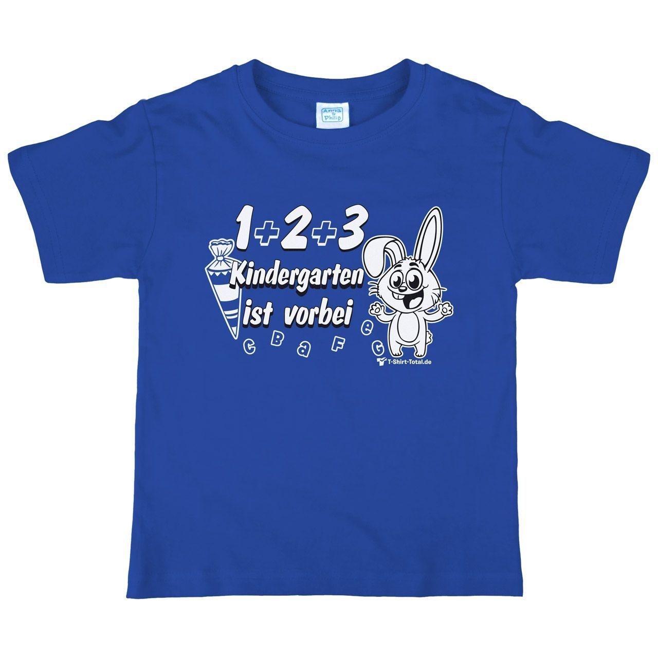 1 2 3 Kindergarten vorbei Kinder T-Shirt royal 122 / 128
