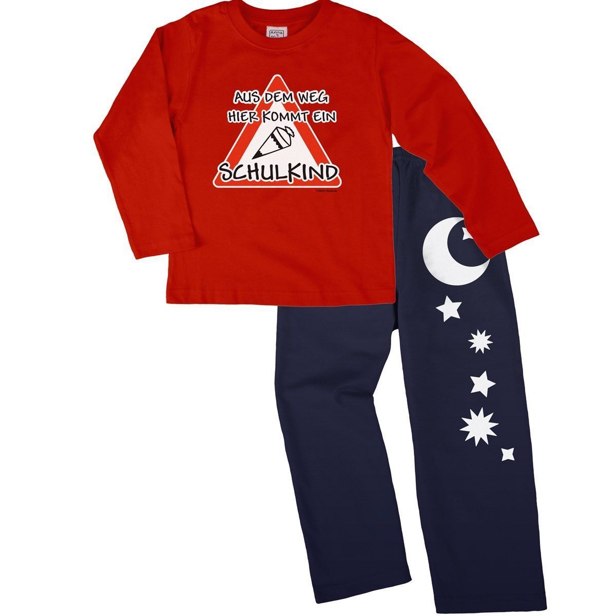 Kommt ein Schulkind Pyjama Set rot / navy 122 / 128
