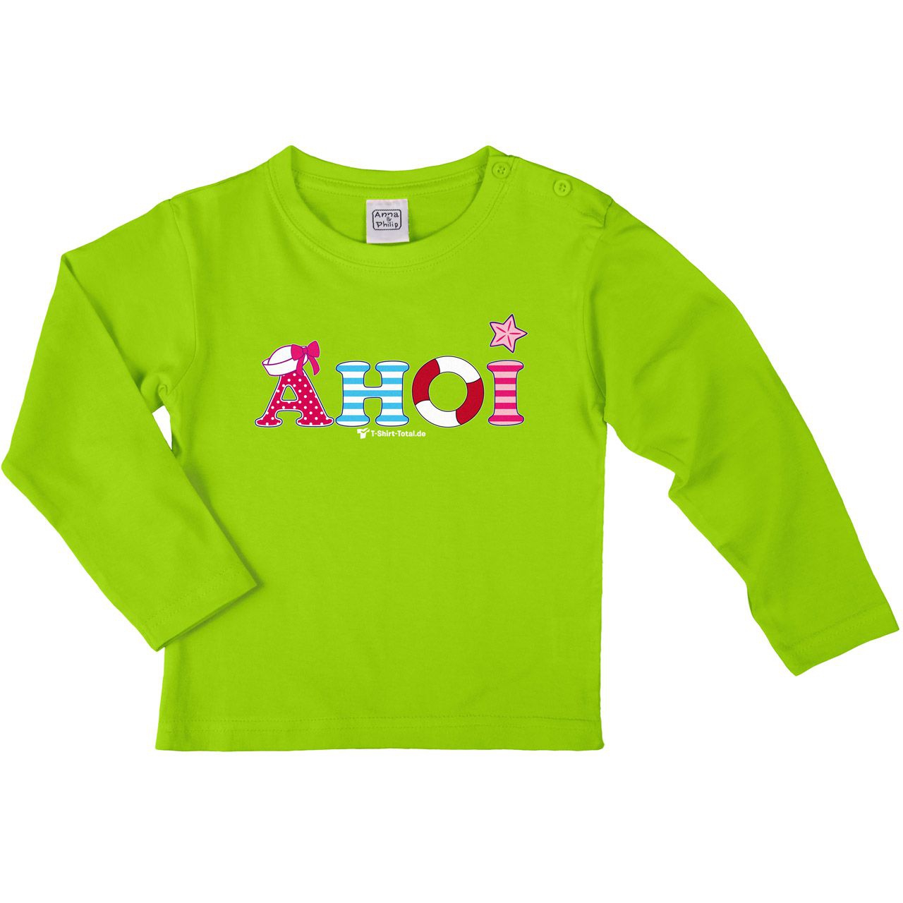 Ahoi Schleife Kinder Langarm Shirt hellgrün 104