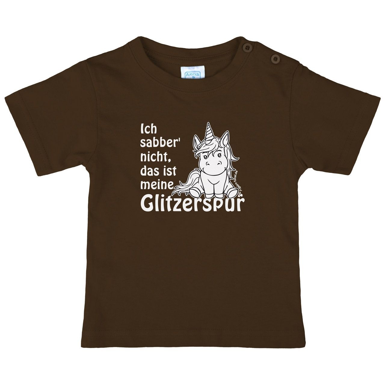 Einhorn Glitzerspur Kinder T-Shirt braun 68 / 74