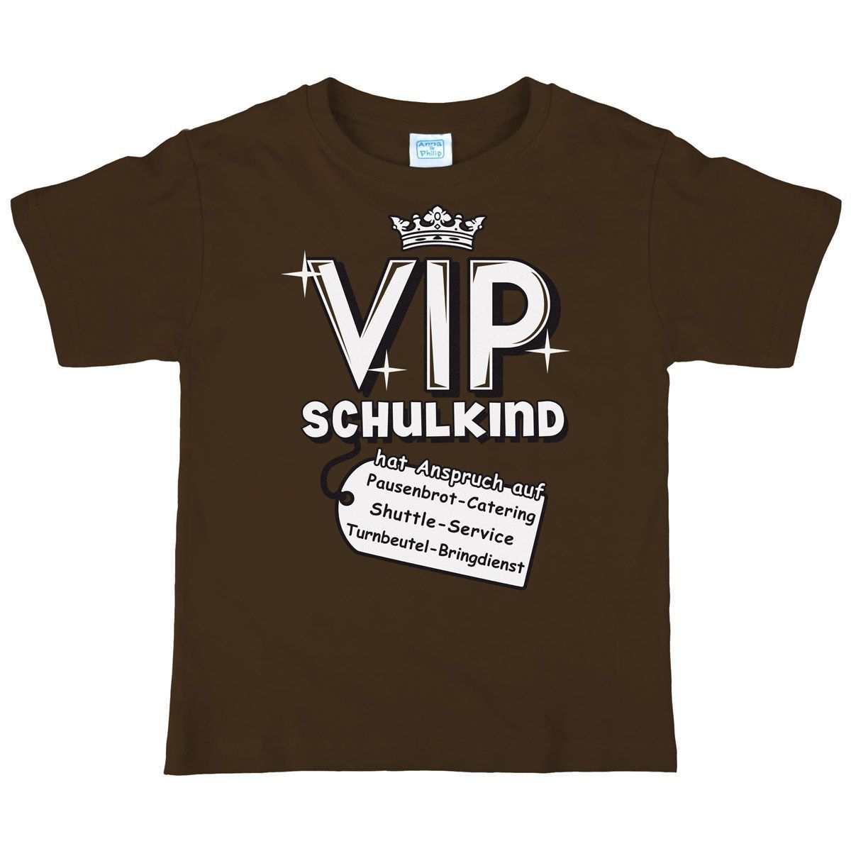 VIP Schulkind Kinder T-Shirt braun 122 / 128