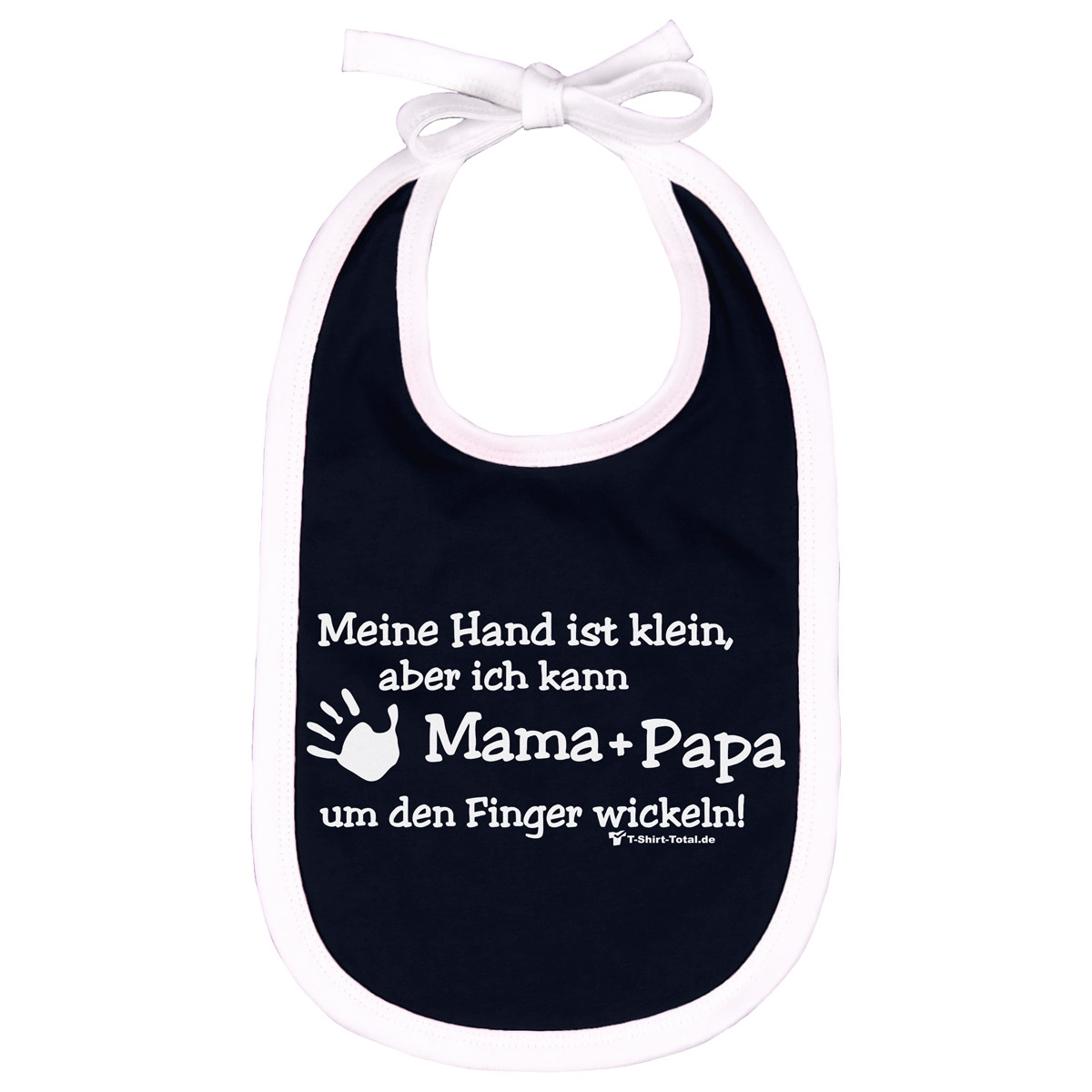 Kleine Hand Mama Papa Lätzchen navy / weiß