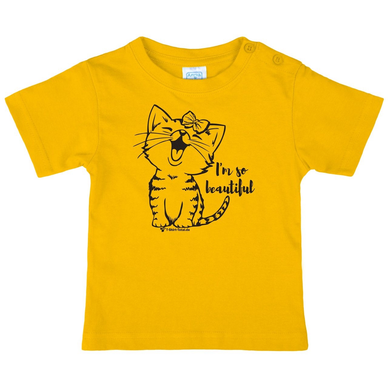 Katze beautiful Kinder T-Shirt gelb 80 / 86