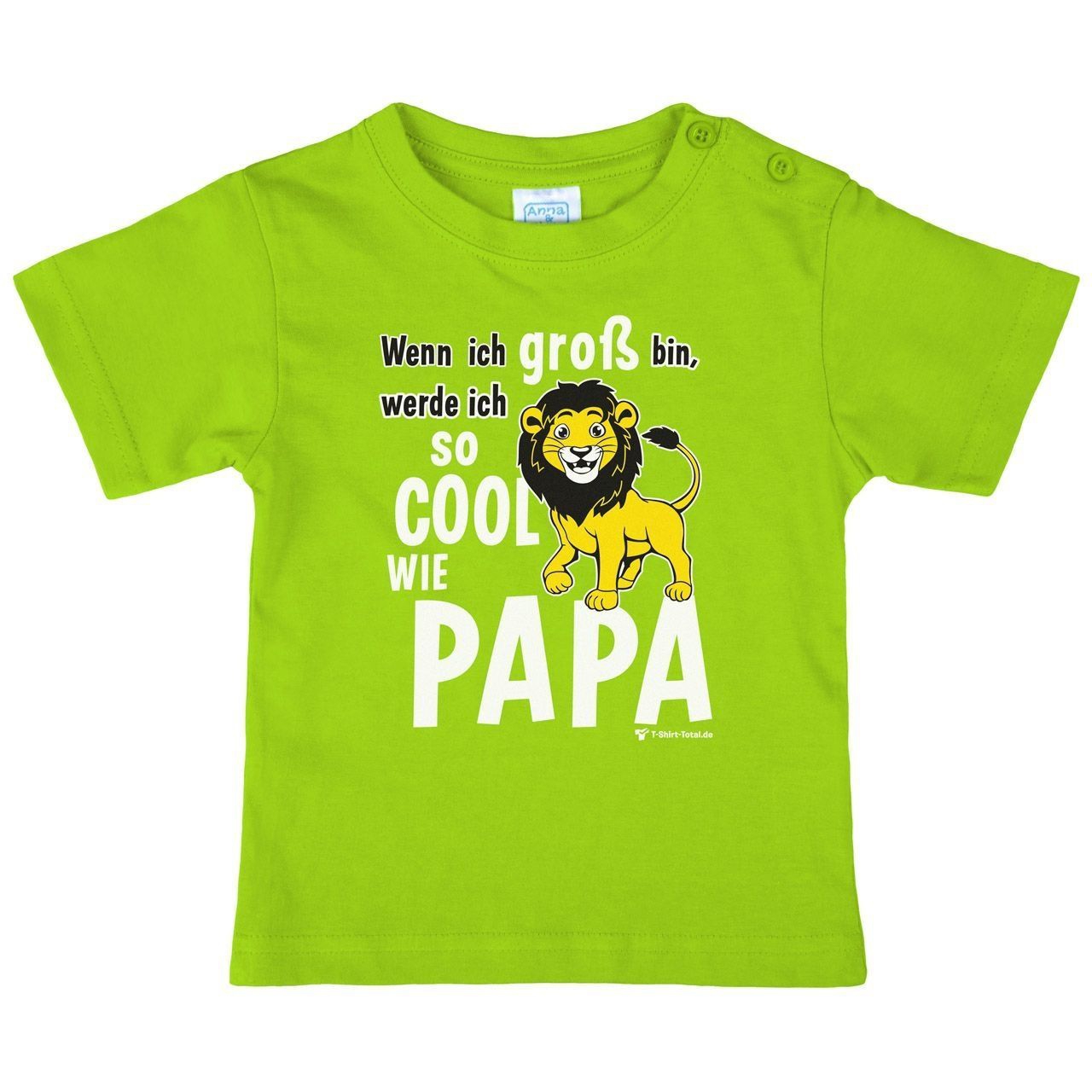 Cool wie Papa Löwe Kinder T-Shirt hellgrün 68 / 74