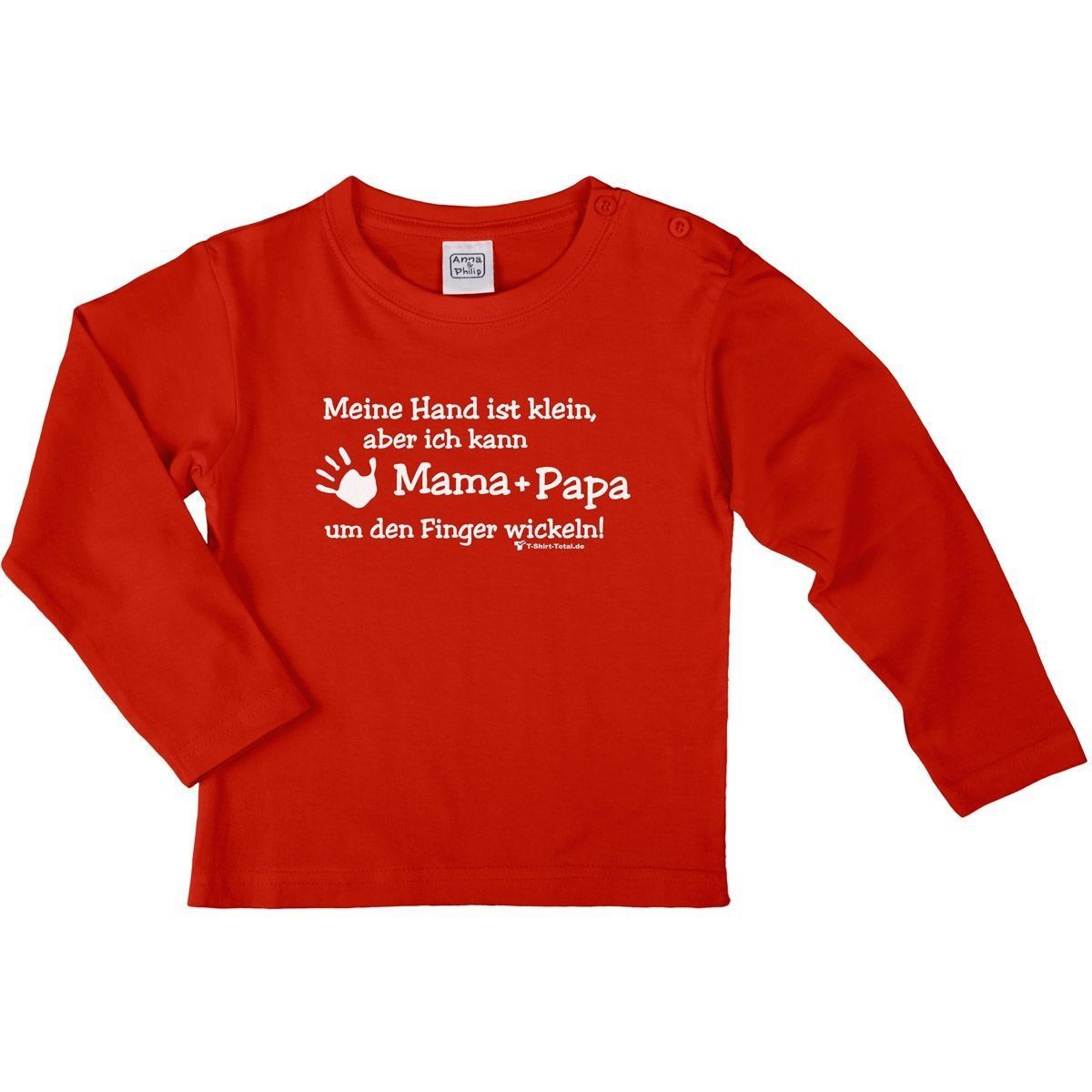 Kleine Hand Mama + Papa Kinder Langarm Shirt rot 110 / 116