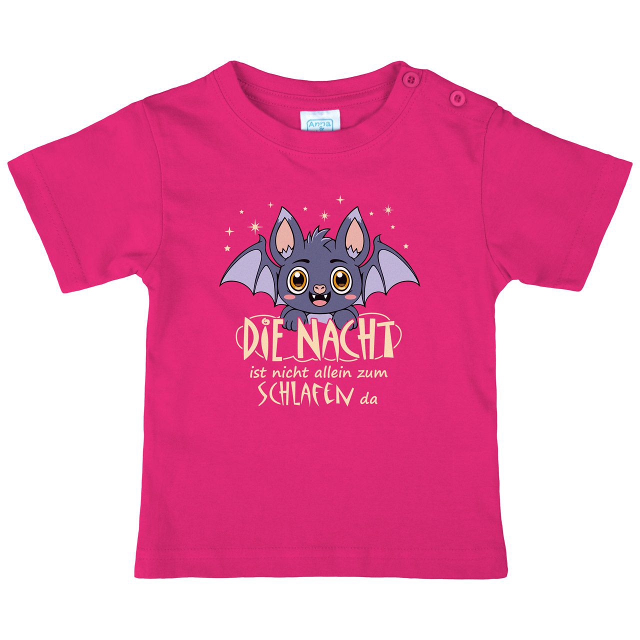 Nacht nicht zum schlafen Fledermaus Kinder T-Shirt pink 68 / 74