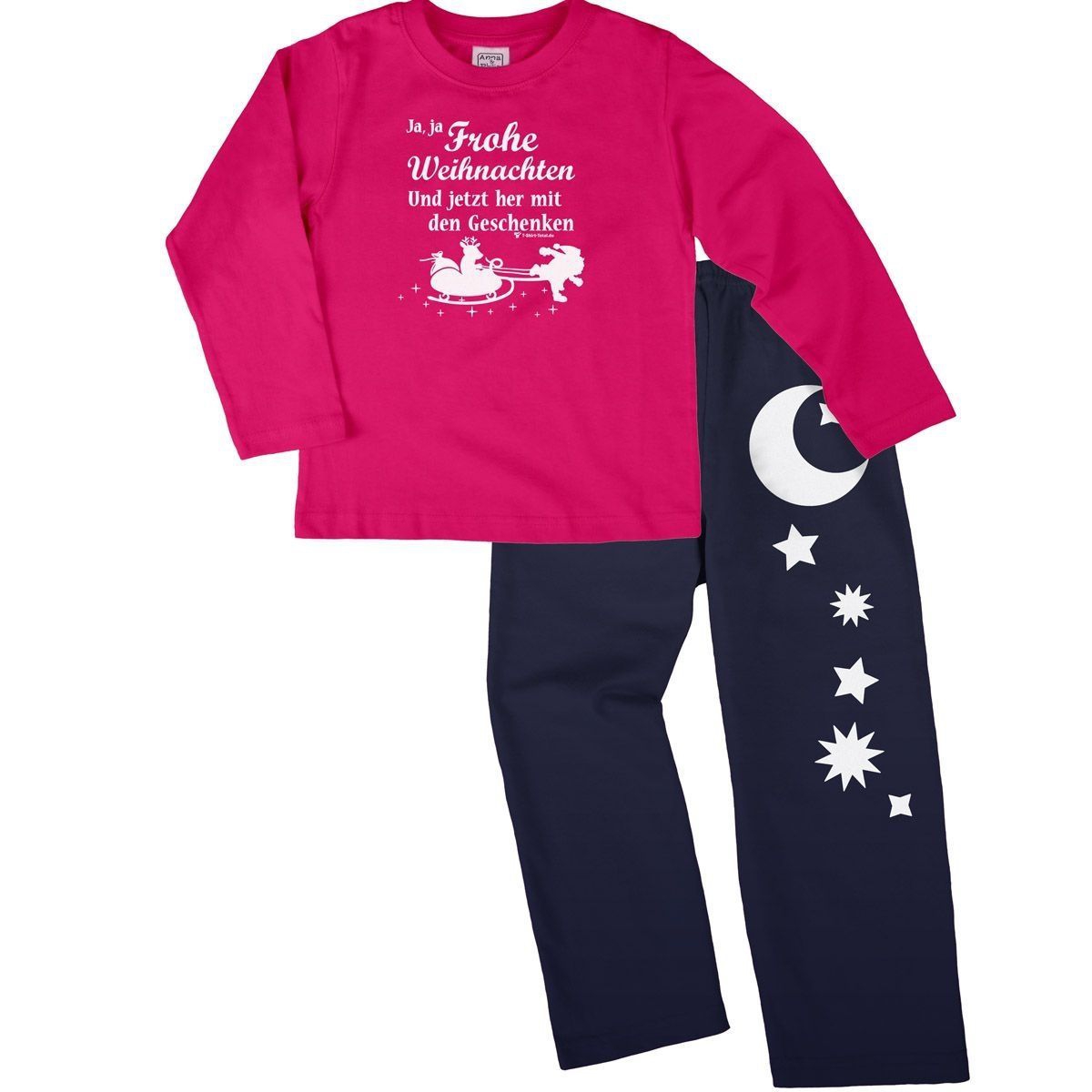 Ja ja Frohe Weihnachten Pyjama Set pink / navy 92