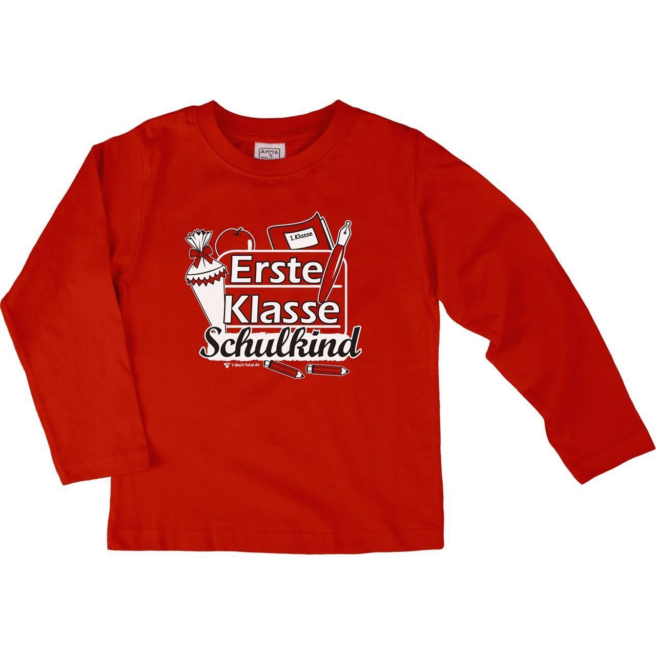 Erste Klasse Schulkind Kinder Langarm Shirt rot 110 / 116